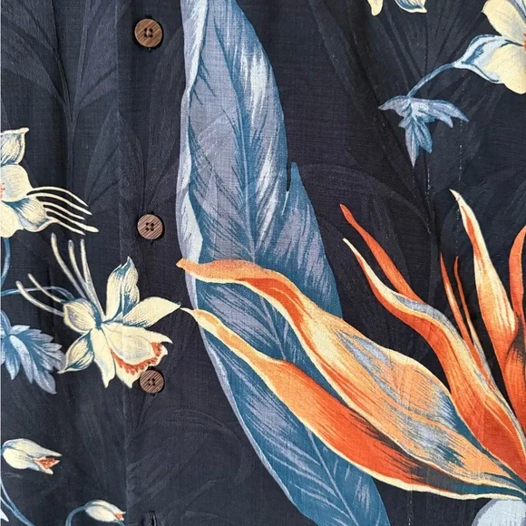 Tommy Bahama Black and Orange Silk Shirt - Picture 3 of 4